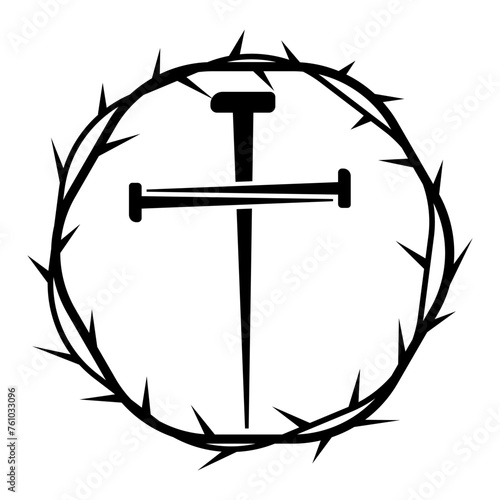 Crown of thorns encircling the cross. Vector Illustration. EPS 10.