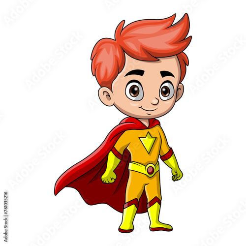 Cute little boy wearing costume super hero