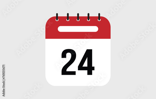 Vector illustration of red calendar icon marked on day 24.
