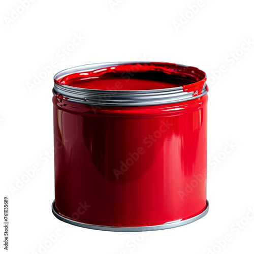 Red Open Can of Paint on Transparent Background