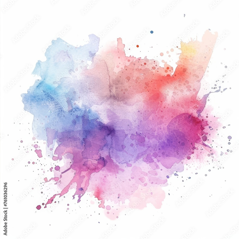 Dreamy watercolor blend with soft transitions from blue to purple and a touch of pink.