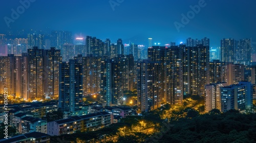 background of modern office building at night