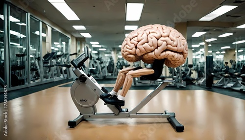 human brain in the gym, concept of healthy lifestyle and sport, Generative AI illustrations. photo