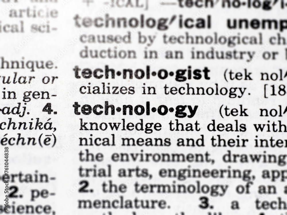Closeup of the word technology in the dictionary Closeup of the word technology in the dictionary