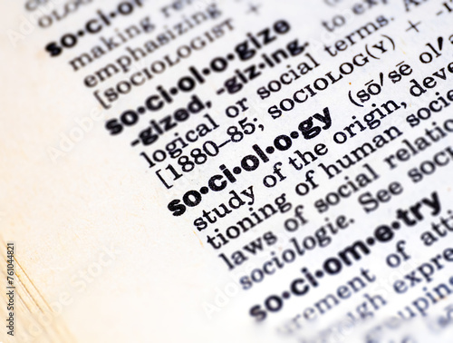 Photography Closeup of the word sociology in the dictionary