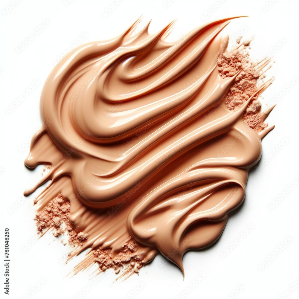 Make up smear, liquid foundation swatch smudge texture isolated on white background Make up smear, liquid foundation swatch smudge texture isolated on white background
