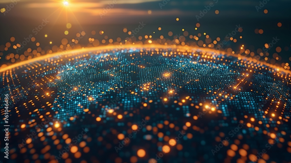 Digital globe surrounded by binary code, symbolizing interconnectedness and globalization. Technology and connectivity concept Digital globe surrounded by binary code, symbolizing interconnectedness and globalization. Technology and connectivity concept