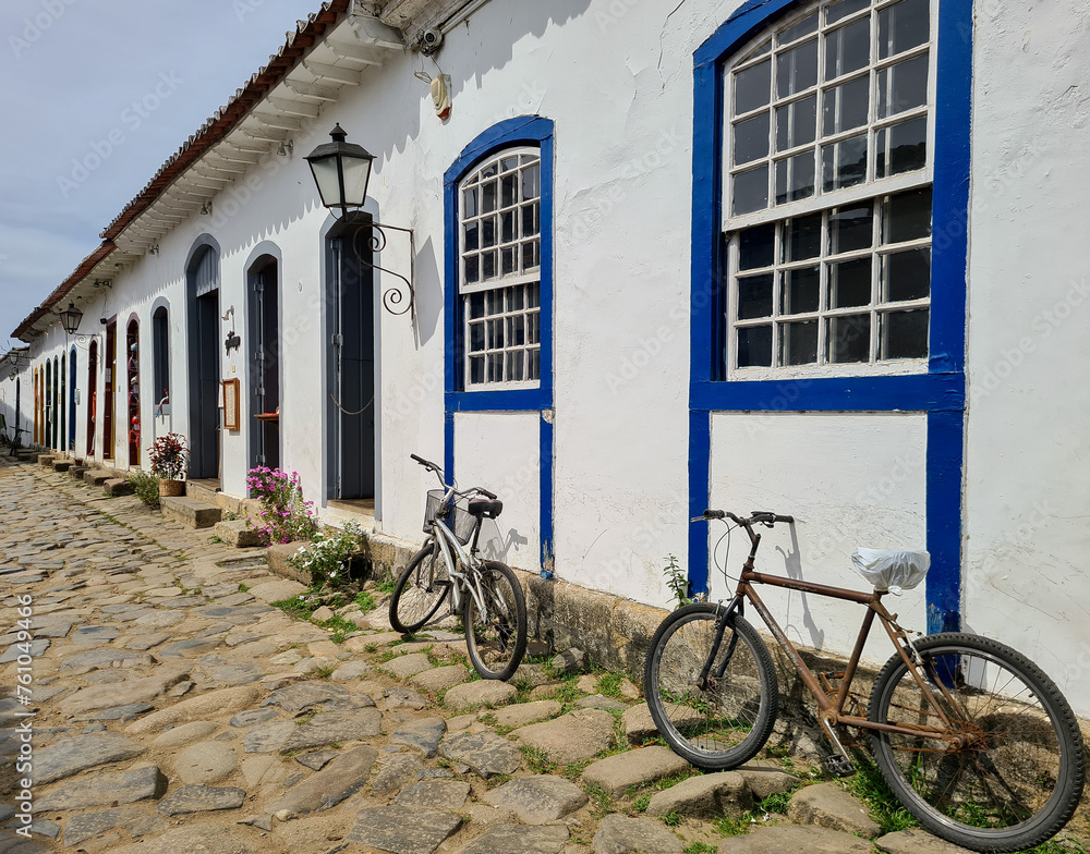 Bicycle in front of an ancient house