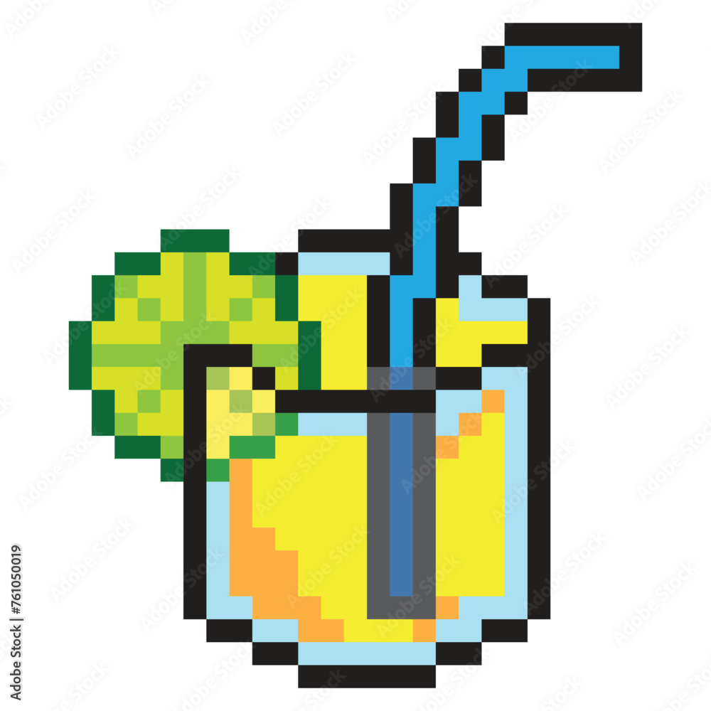 Fototapeta premium Lemonade in 8 bit pixel art style
