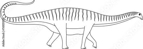 Amazonsaurus coloring page. Cute flat dinosaur isolated on white background