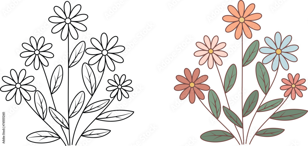 Easy Wild Flower Coloring Page