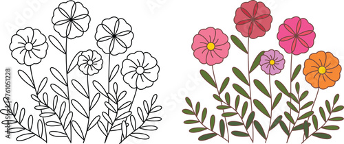 Easy Wild Flower Coloring Page photo