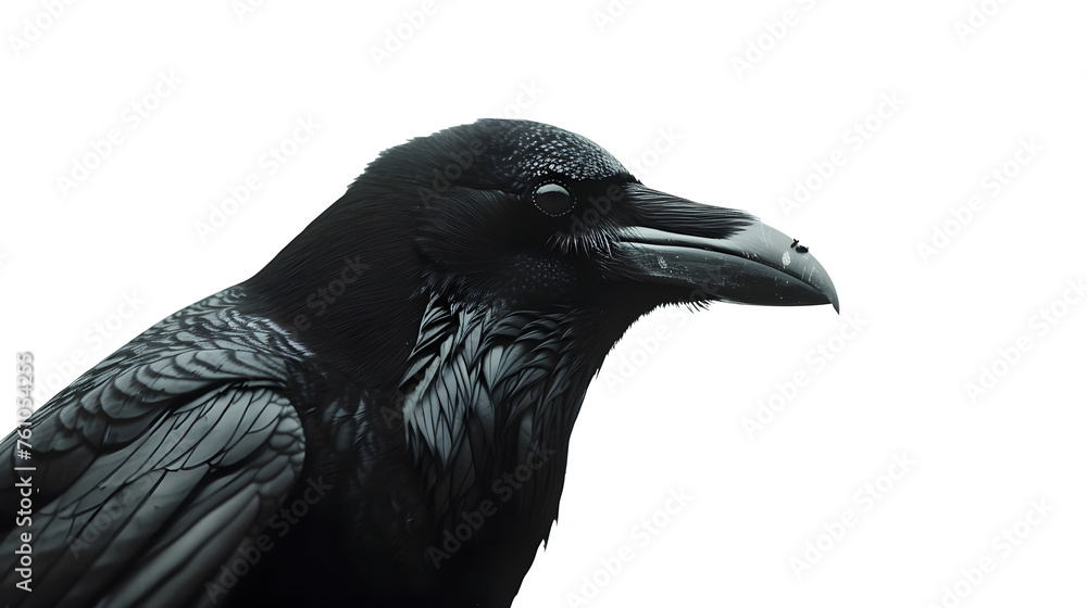 A black carrion crow on a white background
A black carrion crow on a white background