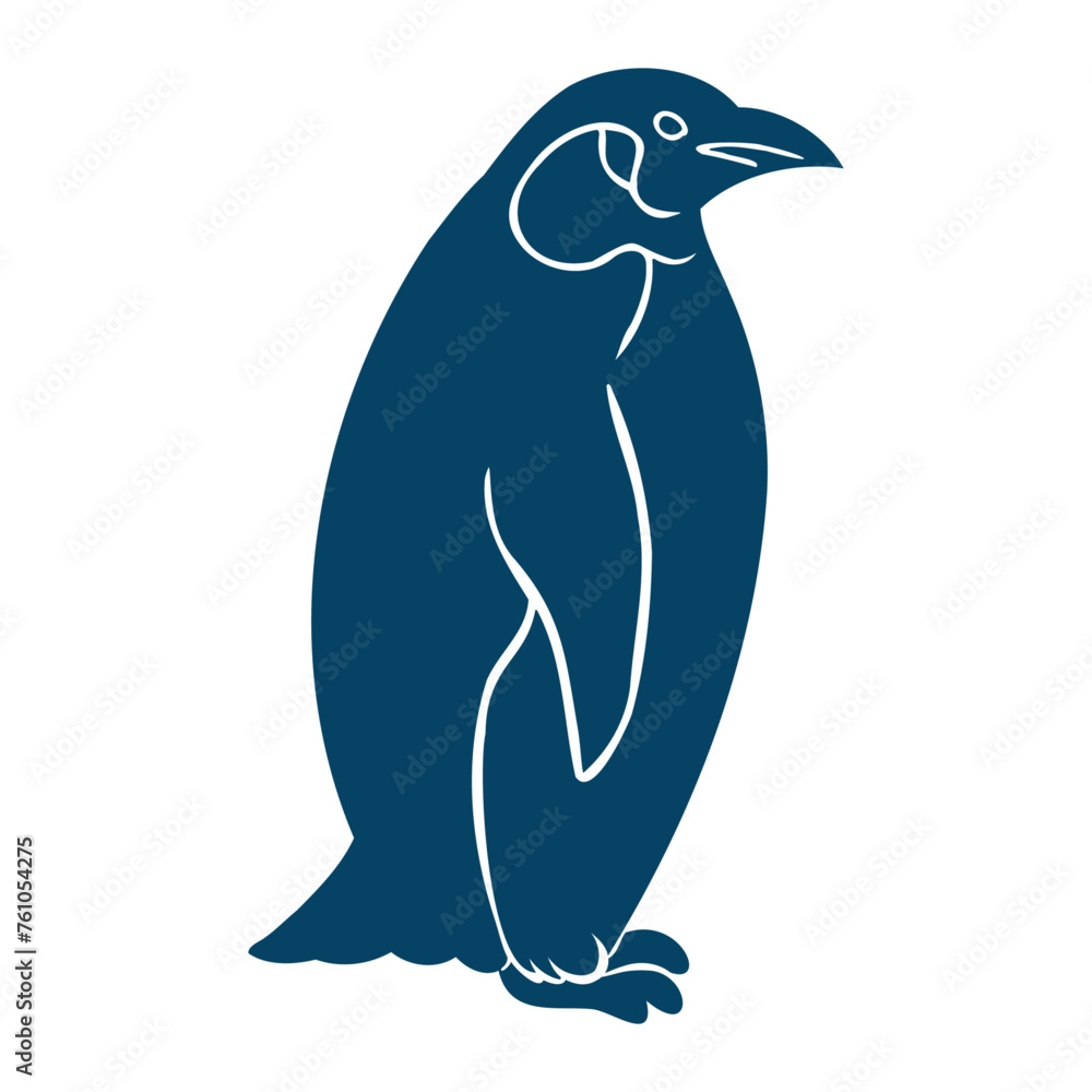 Fototapeta premium コウテイペンギンのシルエットイラスト