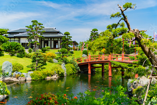 Fototapeta Naklejka Na Ścianę i Meble -  Japanese garden.
A park on Vinpearl Island in Vietnam near Nha Trang city.