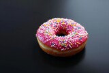 donut on black background. Generative AI