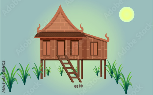 khmer house flat drawing 3d 
