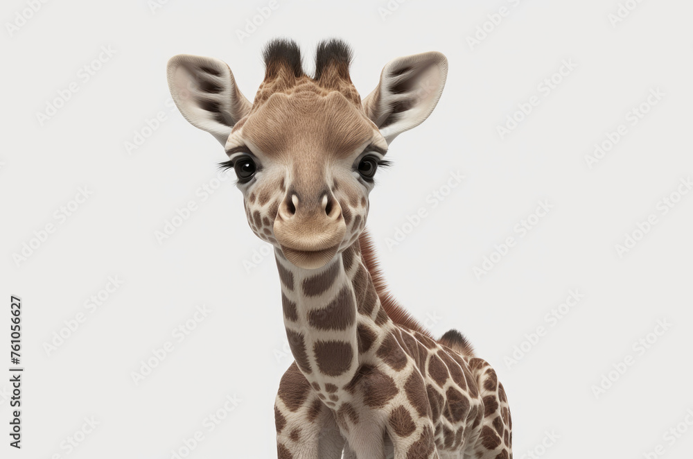 Fototapeta premium a baby giraffe isolated on white background.