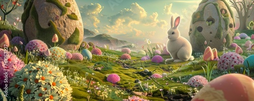 A Magical Easter Odyssey: Surreal Sceneries and Whimsical Wonders Await in a Dreamy Landscape