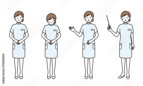 女性看護師のベクターイラストセット