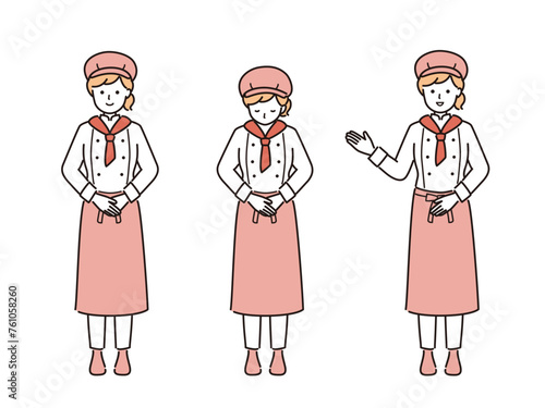 女性パティシエのベクターイラストセット