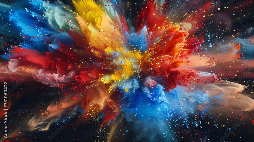 Colorful Paint Explosion in Space