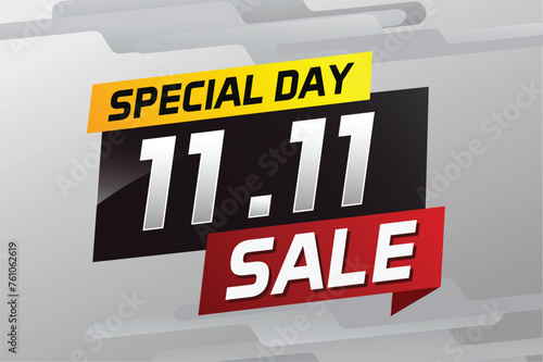 11.11 Special day sale word concept vector illustration with ribbon and 3d style for use landing page, template, ui, web, mobile app, poster, banner, flyer, background, gift card, coupon


