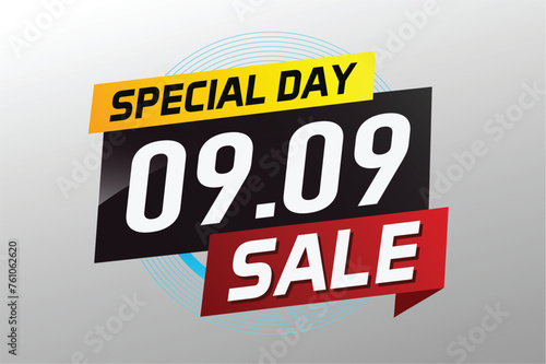 9.9 Special day sale word concept vector illustration with ribbon and 3d style for use landing page, template, ui, web, mobile app, poster, banner, flyer, background, gift card, coupon

