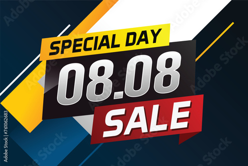 8.8 Special day sale word concept vector illustration with ribbon and 3d style for use landing page, template, ui, web, mobile app, poster, banner, flyer, background, gift card, coupon


