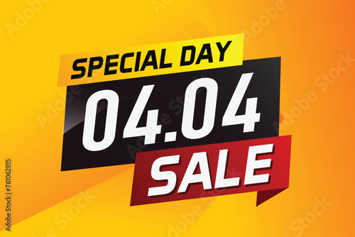 4.4 Special day sale word concept vector illustration with ribbon and 3d style for use landing page, template, ui, web, mobile app, poster, banner, flyer, background, gift card, coupon

