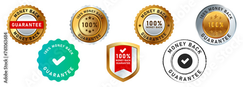 money back circle shape stamp and gold seal badge sign certificate customer service