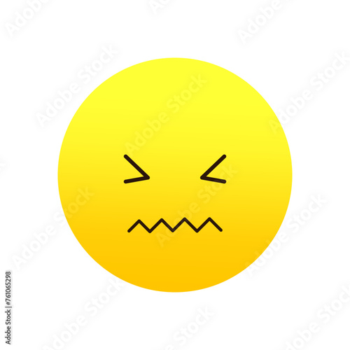Frustrated emoji, yellow face. Annoyed displeased expression. Simple dissatisfaction icon. Vector illustration. EPS 10.