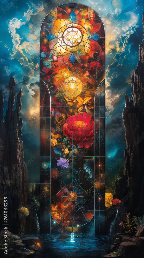 Obraz premium Surreal Arcana Emerge in Abstract Tarot, Charting Ethereal Destinies in Cosmic Hues