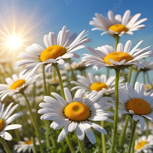daisies in bud about to bloom in first plane  sunlight background  8k  vivid  ultra details  cinematic lighting  photography  hyperrealism  extreme detail  more shine.