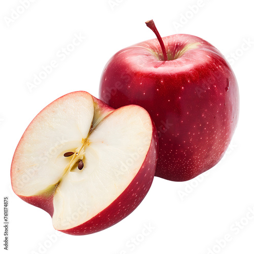 red apple isolated on transparent background Generative Ai
