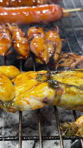 BBQ Chicken wing and BBQ Stuffed Frog. High quality 4k footage photo