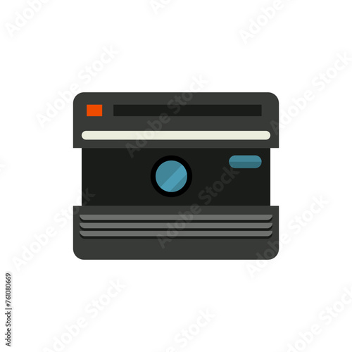 Camera icon in flat style on a white background vector illustration for design. Old styled camera.