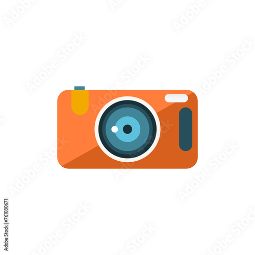 Camera icon in flat color style. Photography equipment vector illustration. Camera business concept.