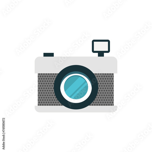 Retro camera icon in flat color style. Photo camera equipment