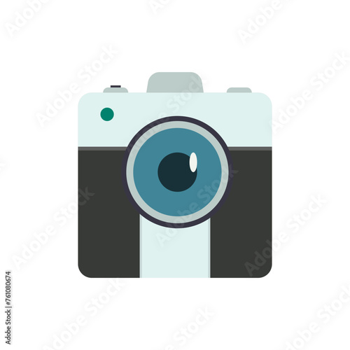 Camera icon in flat color style. Photo equipment symbol for web clip art.