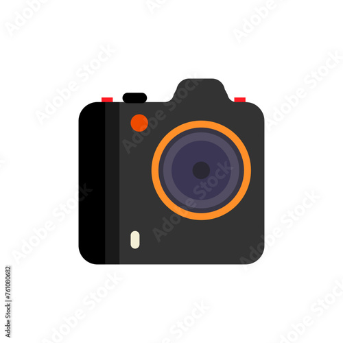 Camera icon in flat color style. Photo camera symbol for web clip art illustration.