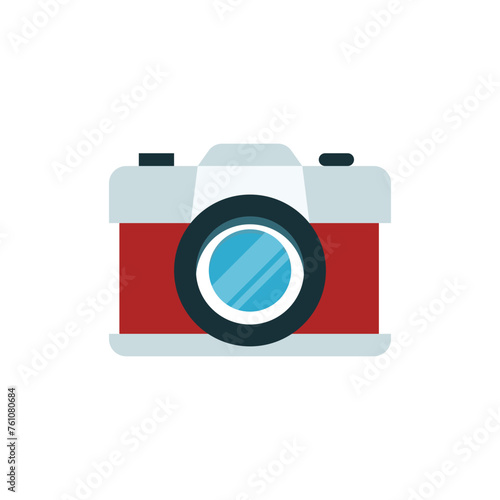 Camera icon in flat color style. Photo camera vector illustration on a white isolated background. Camera business concept.