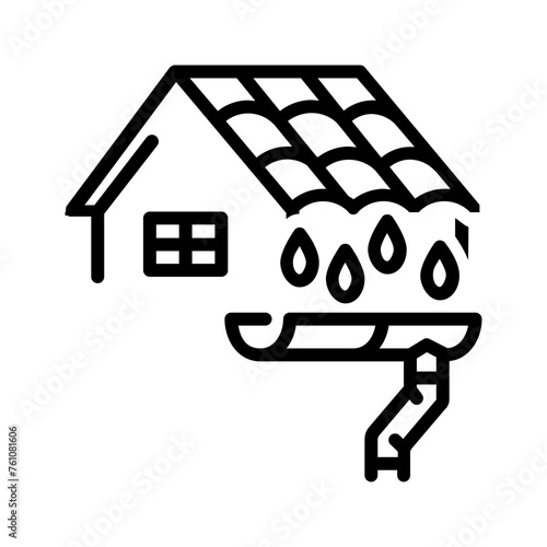 Vector black line icon icon for Rain gutter