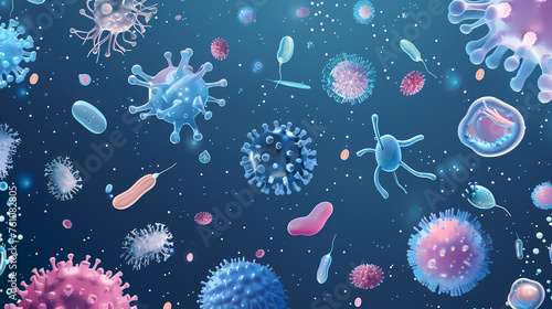 Microscopic germs and pathogens illustration