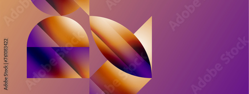 Serene gradient template. Circles and triangles mingle in minimalist perfection. Gentle fusion of forms and hues creates balanced yet captivating backdrop, embodying modern sophistication