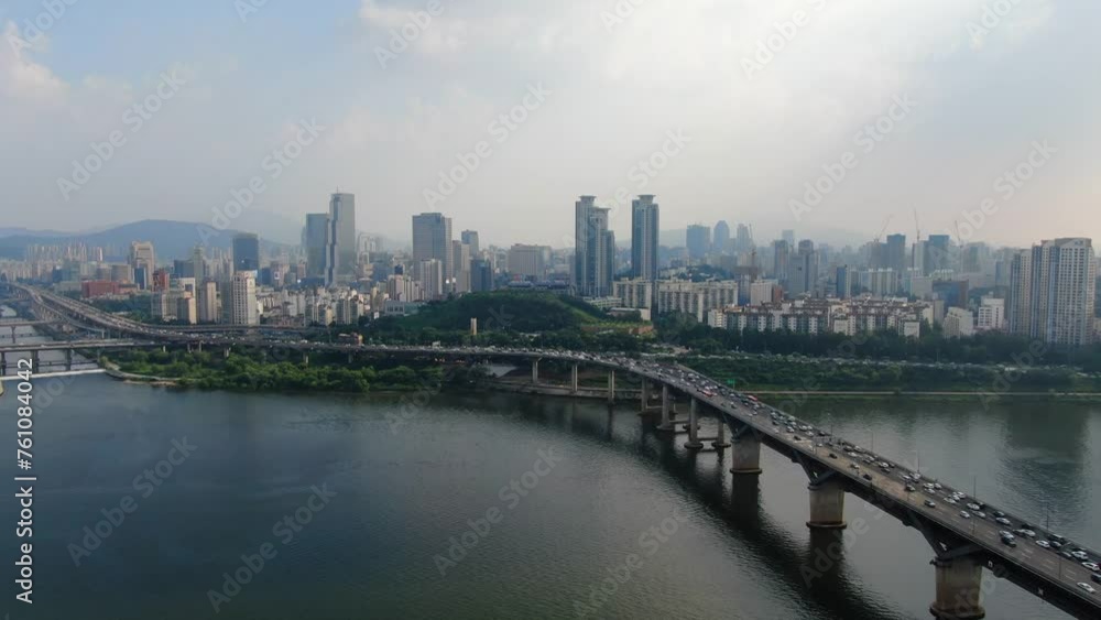 South Korea Seoul Han River Cheongdam Bridge Samseong-dong city building road vehicle South Korea Seoul Han River Cheongdam Bridge Samseong-dong city building road vehicle