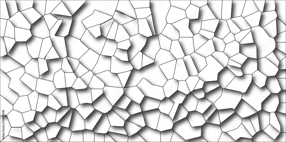 Obraz premium Abstract white paper cut shadows background realistic crumpled paper decoration textured with multi tiles mosaic seamless pattern. Quartz cream white Broken Stained Glass.3d shapes.