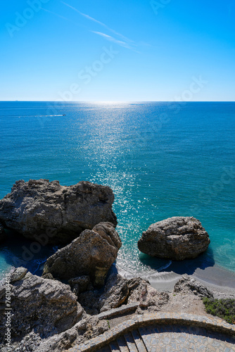 View of the beautiful blue mediterranean from Balcon de Europa