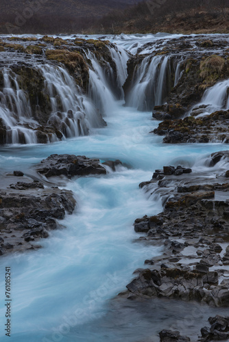 Famous Bruarfoss waterfall rapids in the south of Iceland