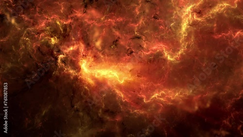 Abstract fractal art background, suggestive of a fiery storm, explosion or nebula. photo
